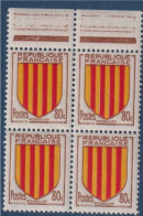 Rousillon Armoiries De Provinces VIII N°1046 Bloc De 4 Timbres Neufs Avec Haut De Feuille - 1941-66 Armoiries Et Blasons