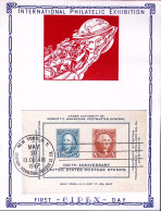 1947-U.S.A. 100^ Anniversario Mostra Filatelica Foglietto Su Fdc Su Cartolina Ri - Postal History