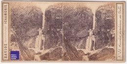 Chamonix Mont-Blanc / Cascade Supérieure Du Dard - Photo Stéréoscopique 1865 Savioz Alpes Haute-Savoie Pélerins C3-30 - Photos Stéréoscopiques