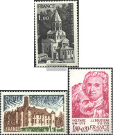 France 2109,2110,2111 (complete Issue) Unmounted Mint / Never Hinged 1978 Tourism, Voltaire / Rousseau - Ongebruikt