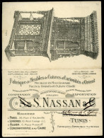 TUNIS Carton Publicitaire NASSAN Fabrique De Meubles De Cuivres Et Curiosités D'Orient 9 X 13 Cm - Publicités