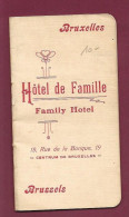 170424 - BELGIQUE BRUXELLES Livret Touristique HOTEL DE FAMILLE 19 Rue De La Banque - Tarifs Photos - Bar, Alberghi, Ristoranti