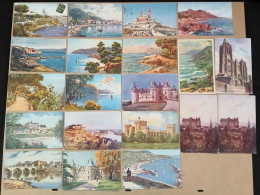 Lot De 20 CPA  ILLUSTRATEURS - Vue Principalement De La Côte D'Azur Et Chateaux De La Loire, Quelques-une Sont Signées - - 5 - 99 Postkaarten