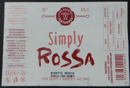 Bier Etiket (5h7), étiquette De Bière, Beer Label, Simply Rossa Brouwerij Tartaruga - Birra