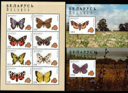 Weißrussland Belarus 1996 - Mi.Nr.123 - 130 Klb + Block 7- 8 - Postfrisch MNH - Tiere Animals Schmetterlinge Butterflies - Vlinders