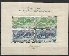 POLAND 1938 Warsaw Philatelic Exhibition  MNH - Blocs & Feuillets