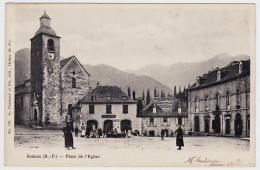 64 - B57576CPA - BEDOUS - ASPE - Place Eglise - Carte Pionniere - Parfait état - PYRENEES-ATLANTIQUES - Autres & Non Classés