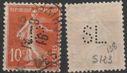 France Semeuse Perforée SL S123 N° 138 (F23) - Used Stamps