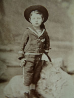 Photo CDV Parkinson à Dieppe  Petit Garçon  Chapeau, Chaussettes Rayées  CA 1880 - L678 - Old (before 1900)