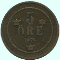 5 ORE 1876 SWEDEN Coin #AC582.2.U.A - Svezia