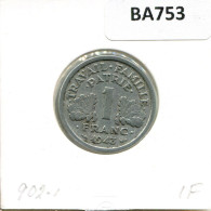 1 FRANC 1943 FRANKREICH FRANCE Französisch Münze #BA753.D.A - 1 Franc