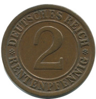 2 RENTENPFENNIG 1923 A DEUTSCHLAND Münze GERMANY #AD487.9.D.A - 2 Renten- & 2 Reichspfennig