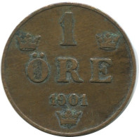 1 ORE 1901 SCHWEDEN SWEDEN Münze #AD348.2.D.A - Svezia