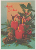 Bonne Année Noël BOUGIE Vintage Carte Postale CPSM #PBN738.A - Nouvel An