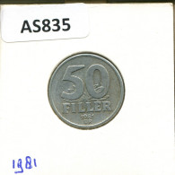 50 FILLER 1981 HUNGRÍA HUNGARY Moneda #AS835.E.A - Hungría