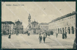 Torino Città Piazza San Carlo Tram Cartolina MZ7738 - Andere & Zonder Classificatie