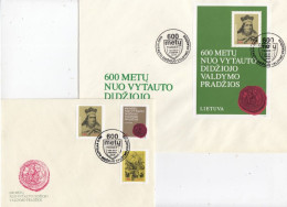 LITHUANIA 1993 Vytautas FDC Mi 518-520 Bl 3 #LTV228 - Lithuania