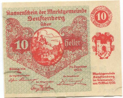10 HELLER 1920 Stadt SENFTENBERG Niedrigeren Österreich Notgeld Papiergeld Banknote #PL782 - [11] Emissions Locales