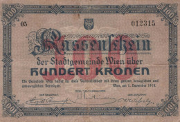 100 KRONEN 1918 Stadt BADEN BEI WIEN Niedrigeren Österreich Notgeld #PD896 - Lokale Ausgaben