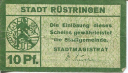 10 PFENNIG Stadt RÜSTRINGEN Oldenburg DEUTSCHLAND Notgeld Papiergeld Banknote #PL734 - [11] Lokale Uitgaven