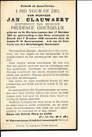 JAN CLAUWAERT   ST.MARTENS LAETHEM 1857    DEURLE  1938   ZIE AFBEELDING - Obituary Notices