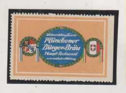 ITALY Vintage Poster Stamp Hinged Munchener Burger Brau Torino - Erinofilia