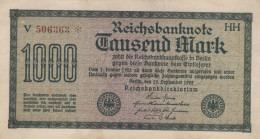1000 MARK 1922 Stadt BERLIN DEUTSCHLAND Papiergeld Banknote #PL400 - Lokale Ausgaben