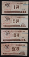 North Korea Nordkorea - 1988 (1995) - 1 / 5 / 10 / 50 Chon - Purple Colour - UNC - Corea Del Norte