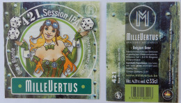 Bier Etiket (5s6), étiquette De Bière, Beer Label, 421 Session IPA Brouwerij Millevertus - Bier