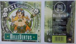 Bier Etiket (5s7), étiquette De Bière, Beer Label, 421 Session IPA Brouwerij Millevertus - Bier