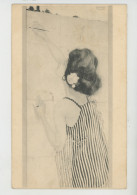 Illustrateur RAPHAEL KIRCHNER - Jolie Carte Fantaisie Femme écrivant Sur Un Mur  ART NOUVEAU - Kirchner, Raphael