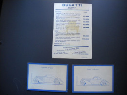 1935 - BUGATTI - Tarif  Des Differents Types 57 - + 2 Descriptifs ATALANTE Et STELVIO - Publicidad