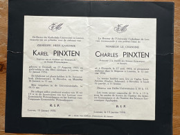 Rector Kath. Univ Leuven KUL U Gebed Kanunnik Karel Pinxten *1903 Overpelt +1956 Leuven Heverlee Prof Econ. Wetenschappe - Todesanzeige