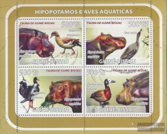 Guinea-Bissau 3816-3819 Sheetlet (complete. Issue) Unmounted Mint / Never Hinged 2008 Flusspferde, Birds - Guinea-Bissau