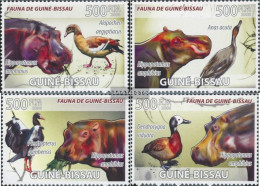 Guinea-Bissau 3816-3819 (complete. Issue) Unmounted Mint / Never Hinged 2008 Flusspferde, Birds - Guinea-Bissau