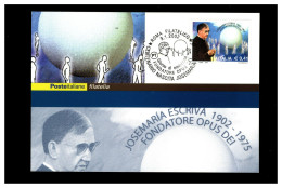 ITALIA - FDC 2002  Cartolina Maximum - JOSEMARIA ESCRIVA -  OPUS DEI - Cartes-Maximum (CM)