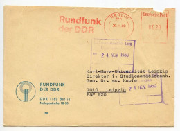 Germany, East 1980 Meter Cover; Berlin - Rundfunk Der DDR (GDR Radio) To Leipzig, Karl-Marx-Universitat - Franking Machines (EMA)