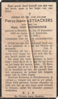 Berendrecht, Zandvliet, 1945, Petrus Eysackers, Van Raemdonck - Devotieprenten