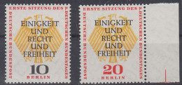 Deutschland Mi 174-75 Erste Konstituierende Sitzung Des 3.Deutschen Bundestages In Berlin - Unused Stamps