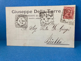 CARTOLINA D'EPOCA GIUSEPPE DELLA TORRE BUSTO ARSIZIO BIELLA 1894-MARCA DA BOLLO - Unclassified