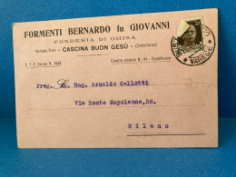 CARTOLINA D'EPOCA FORMENTI BERNARDO FONDERIA CASCINA BUON GESù CASTELLANZA 1932 - Non Classificati