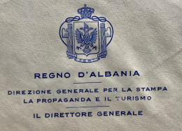 REGNO D'ALBANIA  - STAMPA E PROPAGANDA TURISMOBUSTA TIRANA 4/3/40 A RAFFAELE GORJUX DIRETTORE GAZZETTA DEL MEZZOGIORNO - Albanie