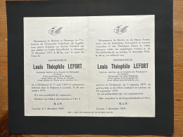 Rector Kath. Univ Leuven KUL U Gebed Monseigneur Louis Lefort *1879 Orchimont +1959 Louvain Prof Faculteit Wijsbegeerte - Esquela