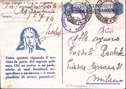 1943-Posta Militare/n.84 29.7(difesa Sicilia) Manoscritto Al Verso Di Cartolina  - Guerre 1939-45