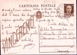 1943-Posta Militare/n.81 C.2 (8.9 Data Dell'armistizio) Su Cartolina Postale Vin - Guerre 1939-45