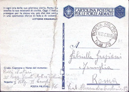 1942-Posta Militare/n.76 C.2 (18.12 Data Rara) Su Cartolina Franchigia, Con Stra - Weltkrieg 1939-45