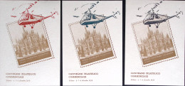 1959-MILANO 50 Convegno Filatelico Annullo Speciale (6.12) Su Tre Cartoline Con  - Esposizioni