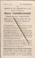 Ruiselede, 1949, Maria Vanbruaene, Sloore - Imágenes Religiosas