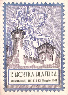 1947-MONTICHIARI I^ Mostra Filatelica Timbro Gomma Viola Su Cartolina Annullata  - Exhibitions