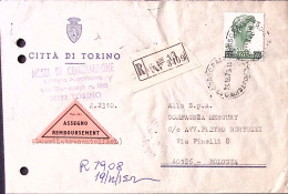 1975-DONATELLO Lire 500 (810A) Isolato Su Raccomandata C/assegno Torino (17.12)  - 1971-80: Poststempel